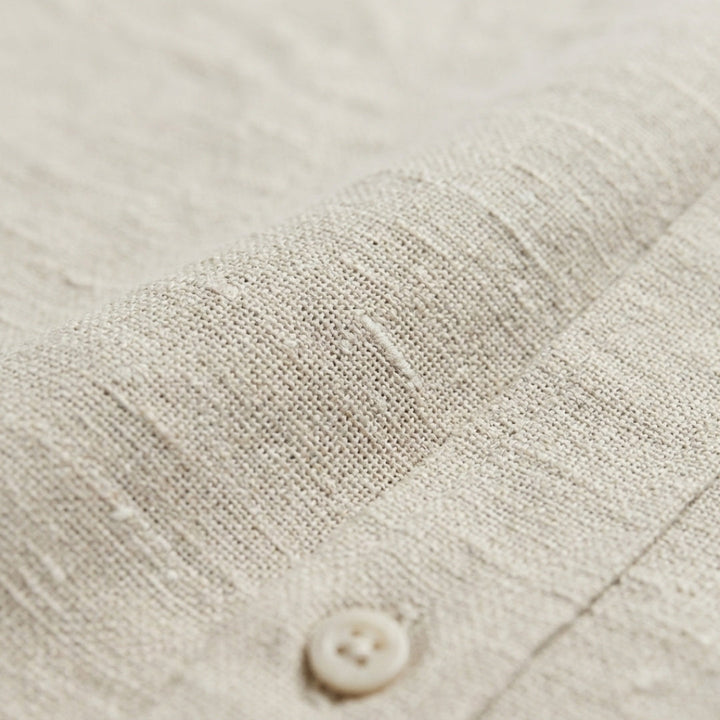 Helsinki | Elegant Short Sleeve Linen Button Up Shirt Men