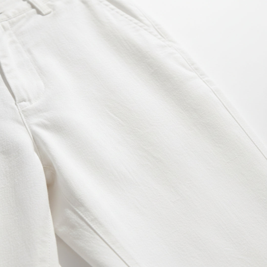 Evander | Premium White Linen Straight Leg Casual Pants Men