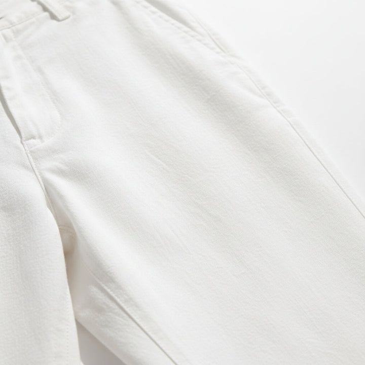 Evander | Premium White Linen Straight Leg Casual Pants Men