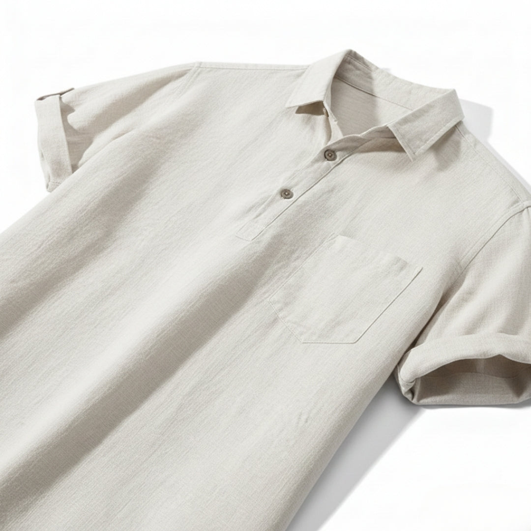 Oslo | Casual Linen Henley Shirt Men - Short Sleeve