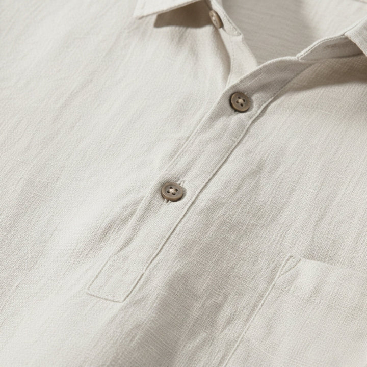 Oslo | Casual Linen Henley Shirt Men - Short Sleeve
