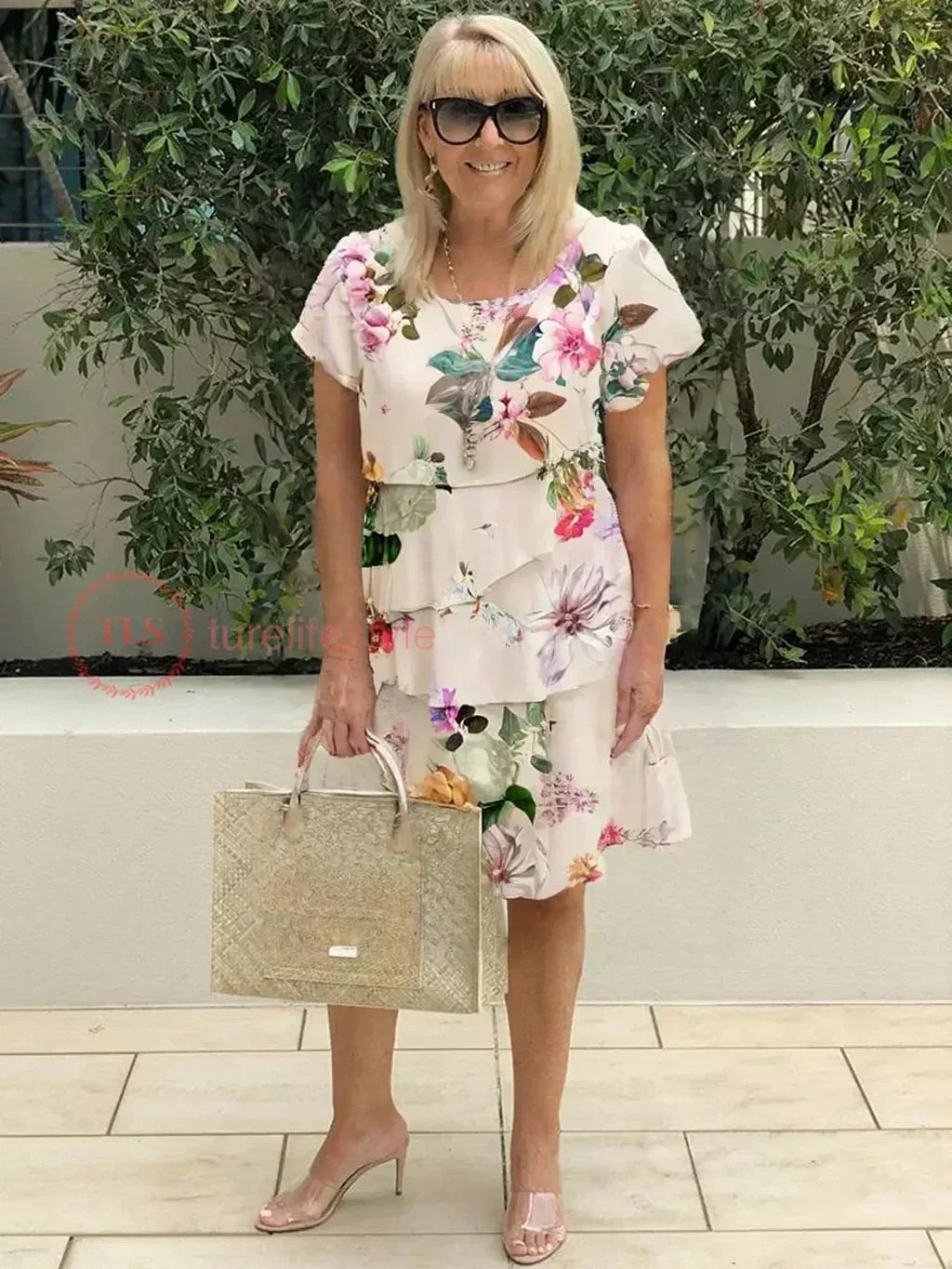 Celeste | Elegant Floral Ruffle Tiered Midi Dress