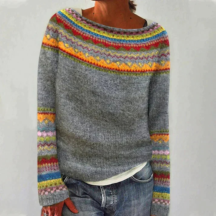 Evelyn | Stylish Fair Isle Crew Neck Pullover Sweater