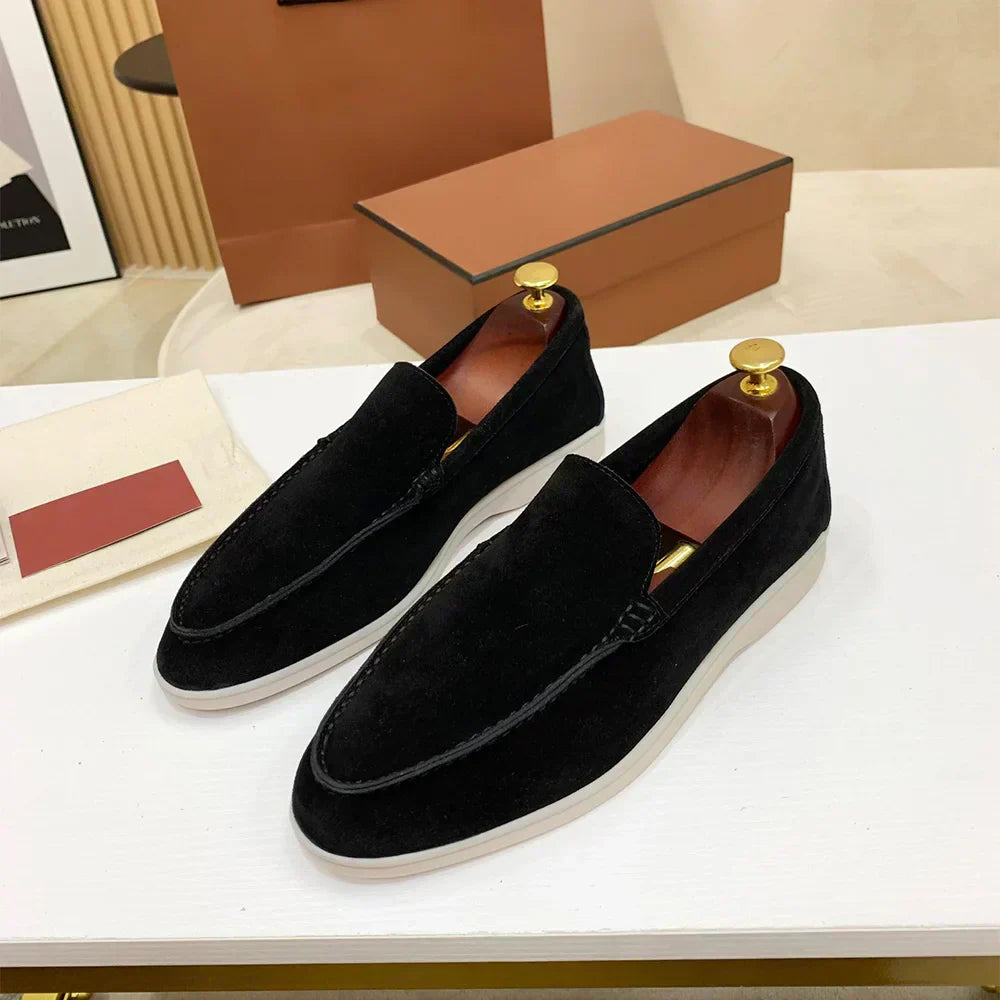 Ricardo | Sleek Black Suede Slip-On Loafers Men