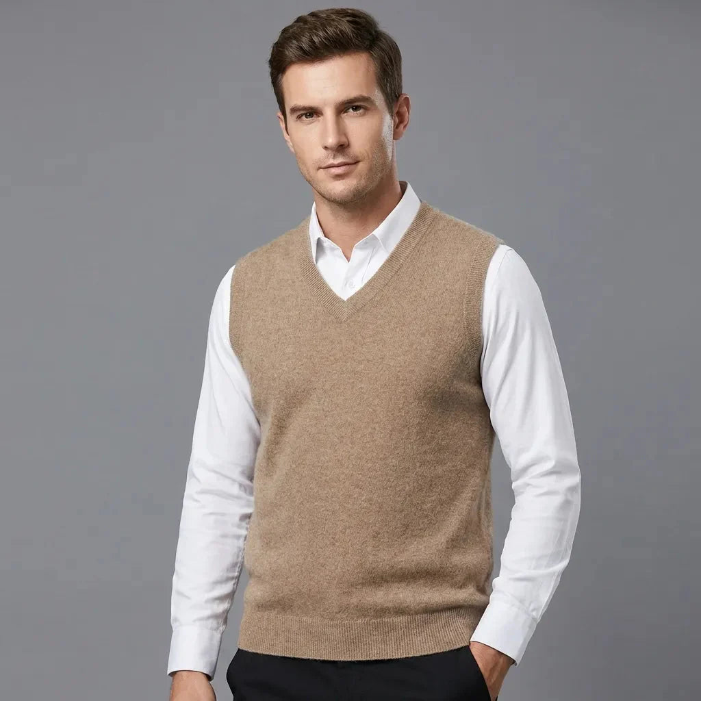 Fiona | Elegant V-Neck Sleeveless Cashmere Vest