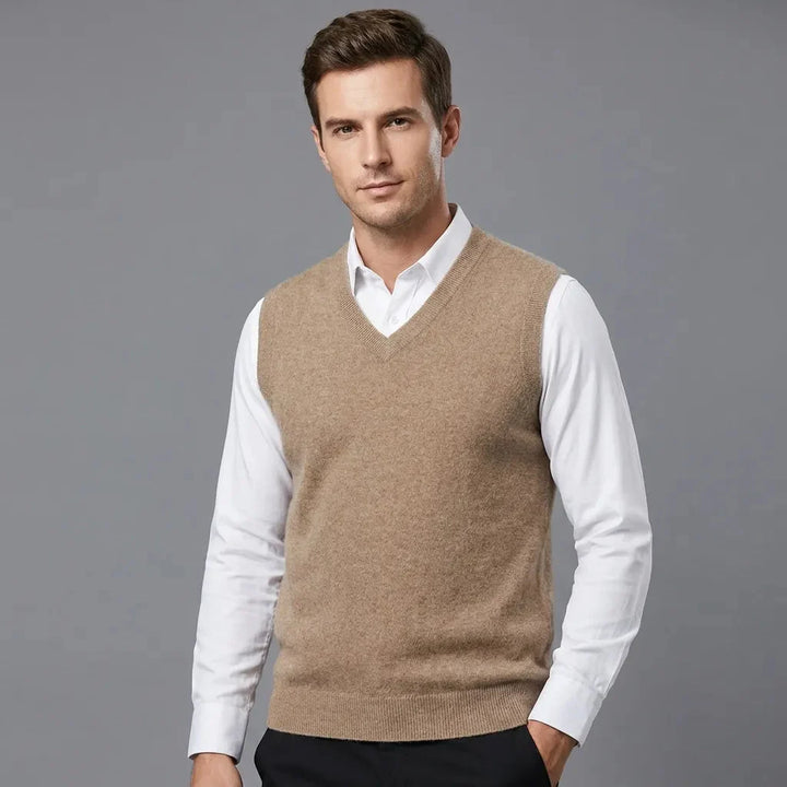 Fiona | Elegant V-Neck Sleeveless Cashmere Vest