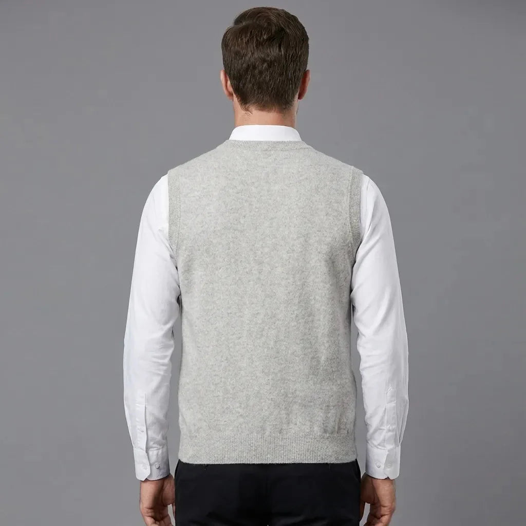 Fiona | Elegant V-Neck Sleeveless Cashmere Vest