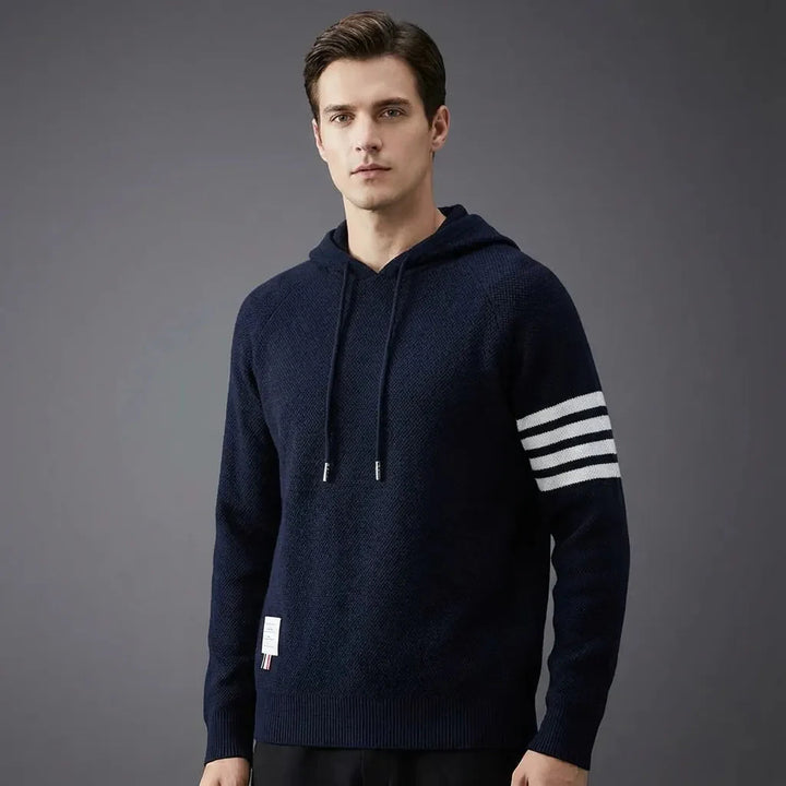 Eloise | Stylish Hooded Knit Sweater With Contrast Stripes