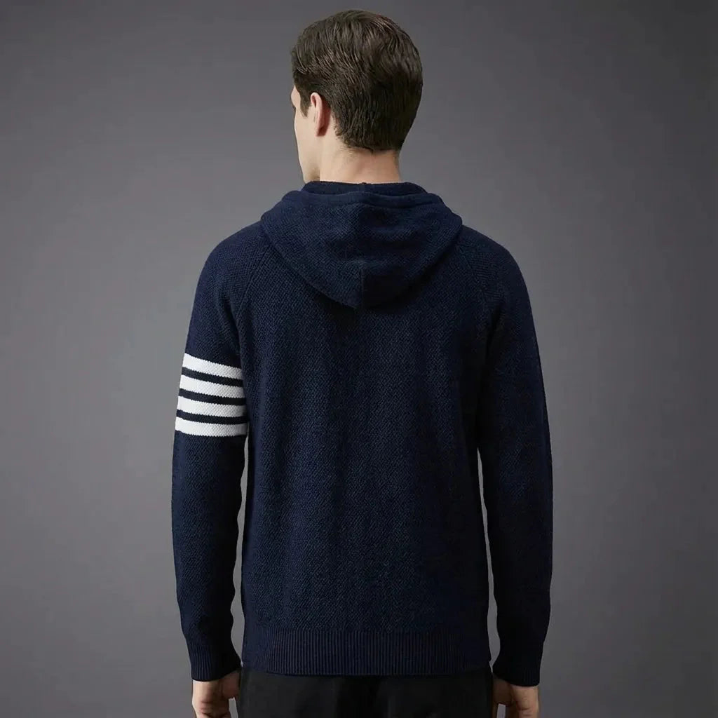 Eloise | Stylish Hooded Knit Sweater With Contrast Stripes