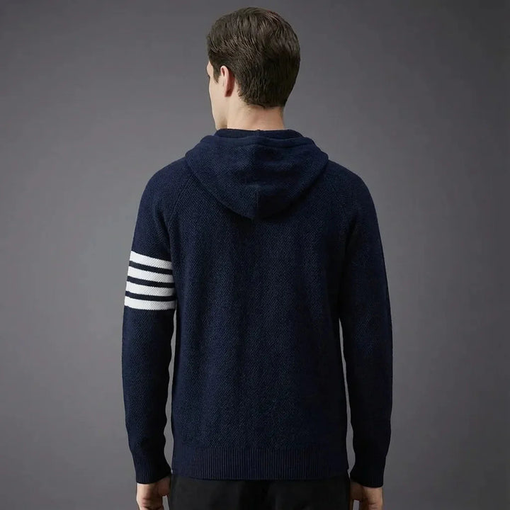 Eloise | Stylish Hooded Knit Sweater With Contrast Stripes