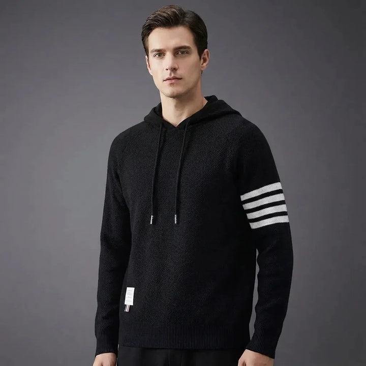 Eloise | Stylish Hooded Knit Sweater With Contrast Stripes