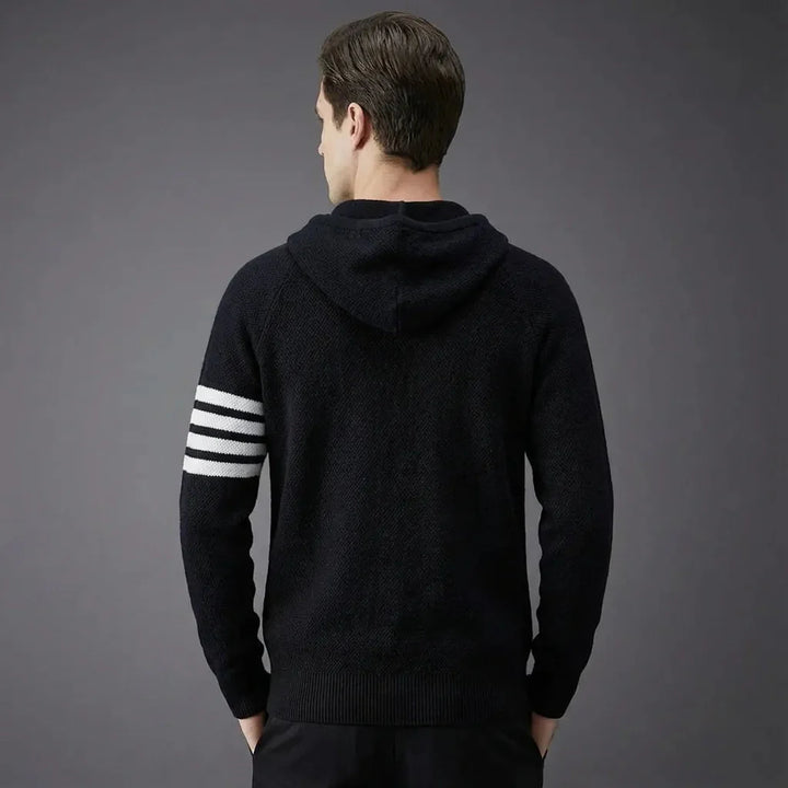 Eloise | Stylish Hooded Knit Sweater With Contrast Stripes