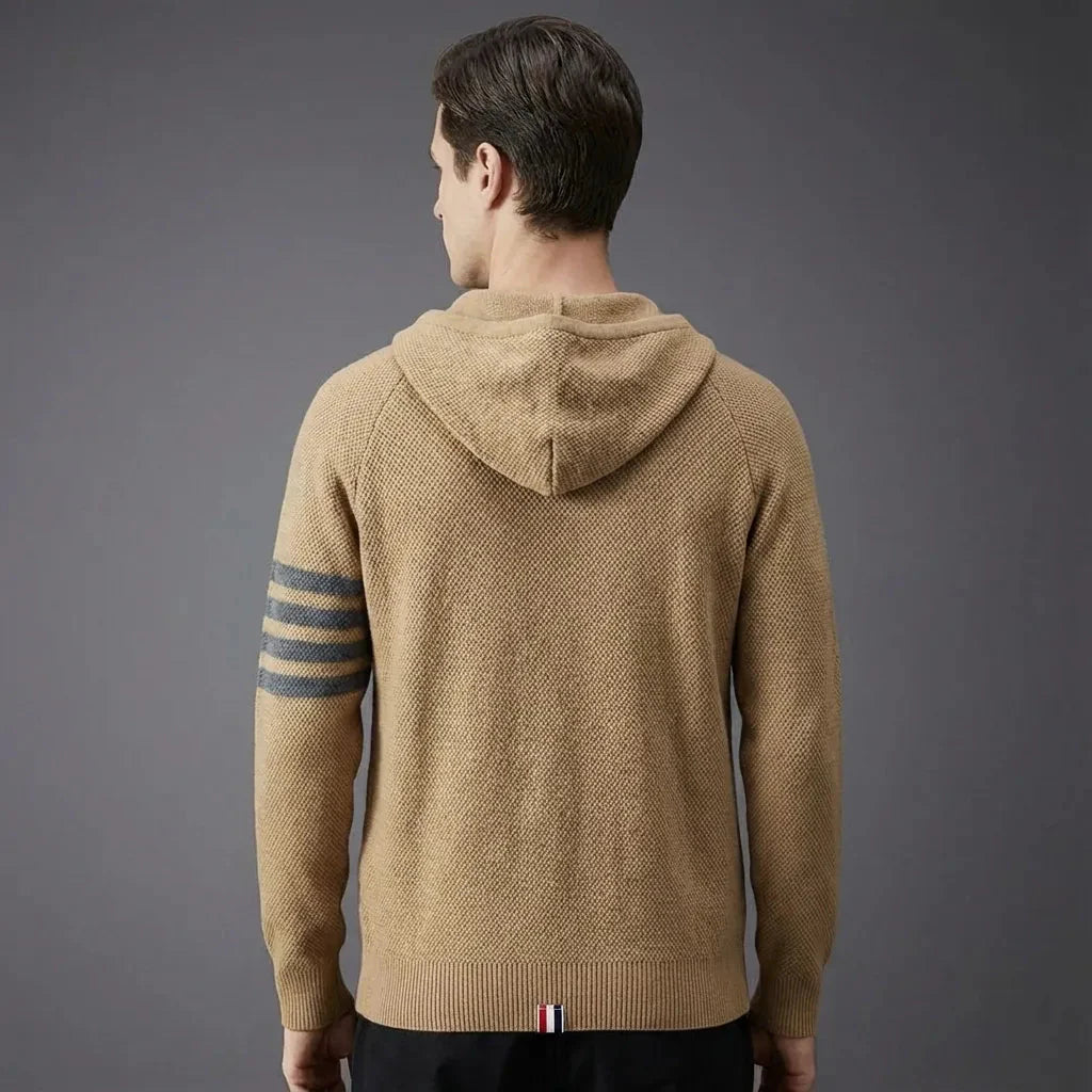 Eloise | Stylish Hooded Knit Sweater With Contrast Stripes