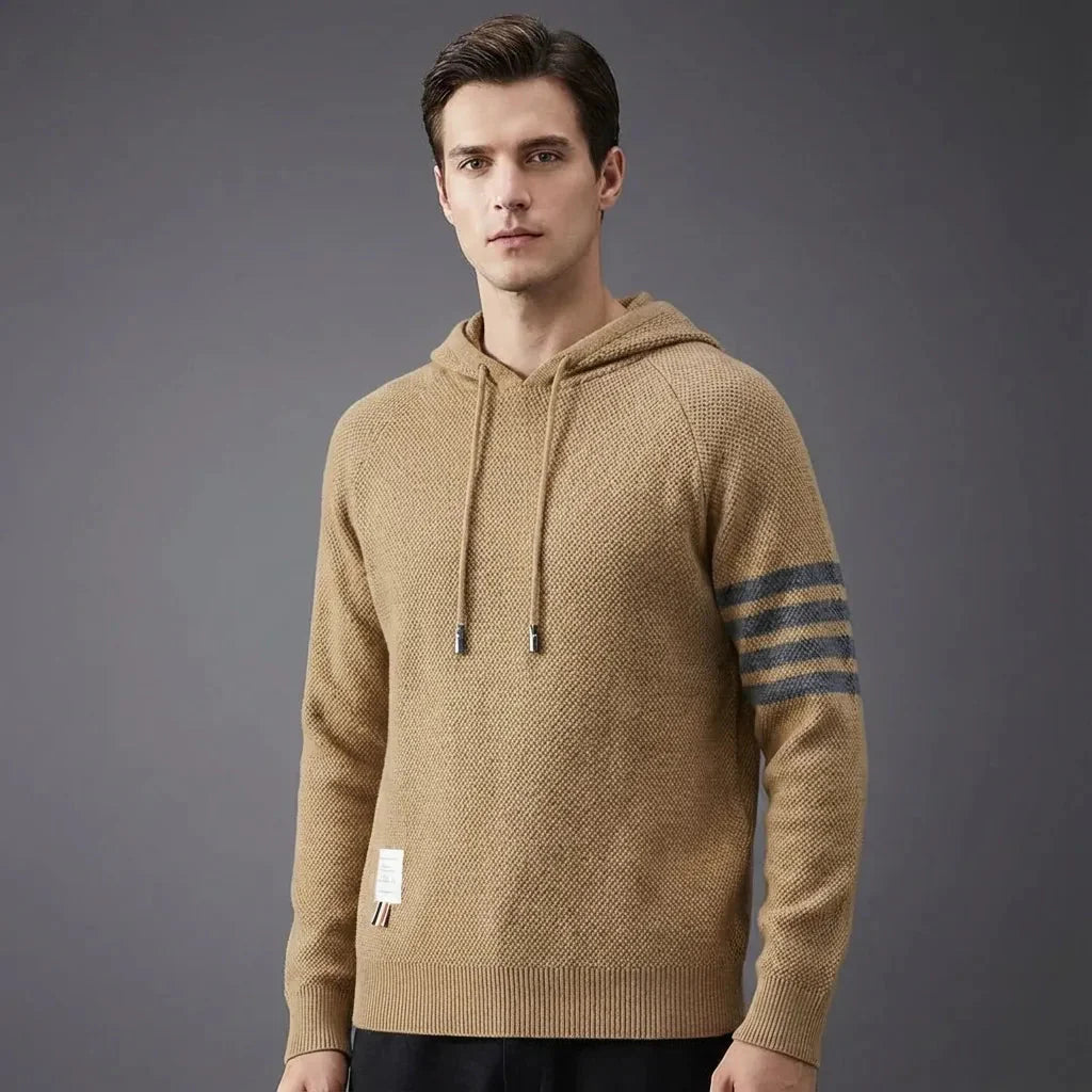 Eloise | Stylish Hooded Knit Sweater With Contrast Stripes
