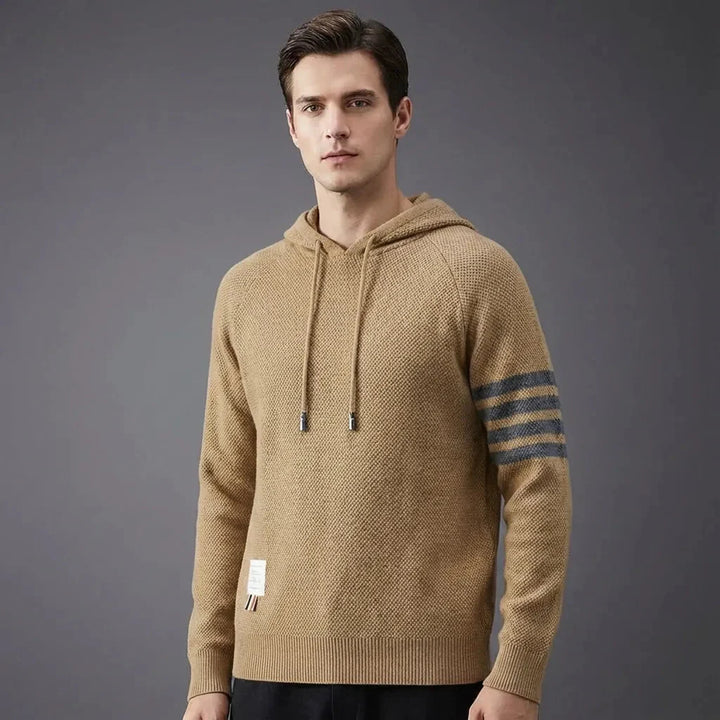 Eloise | Stylish Hooded Knit Sweater With Contrast Stripes