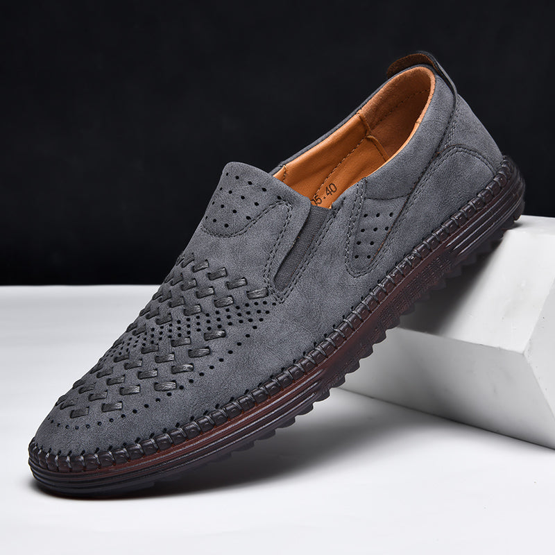 Elyse | Stylish Perforated Leather Slip-On Loafers For Men