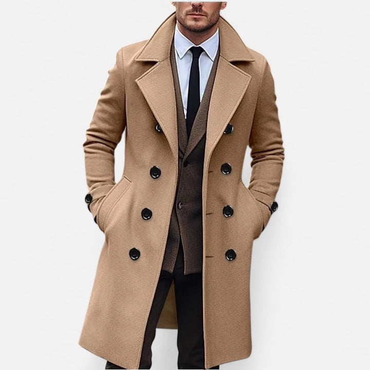 Zoe | Elegant Double-Breasted Long Overcoat