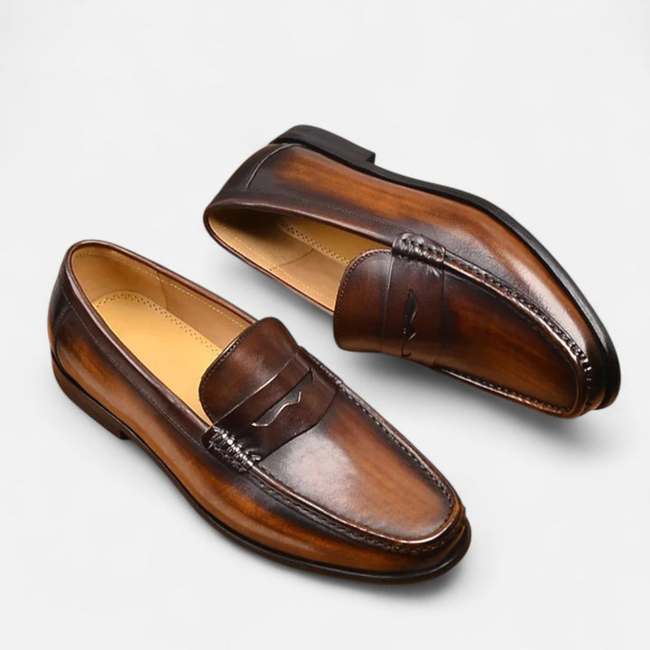 Harriet | Stylish Brown Leather Penny Loafers For Men