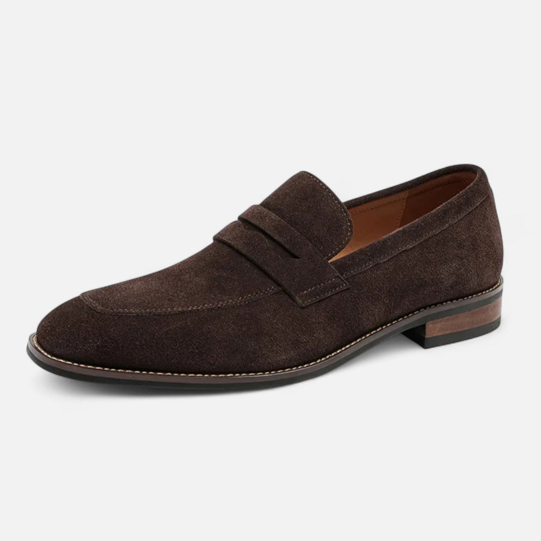 Nina | Classic Brown Suede Penny Loafers For Men