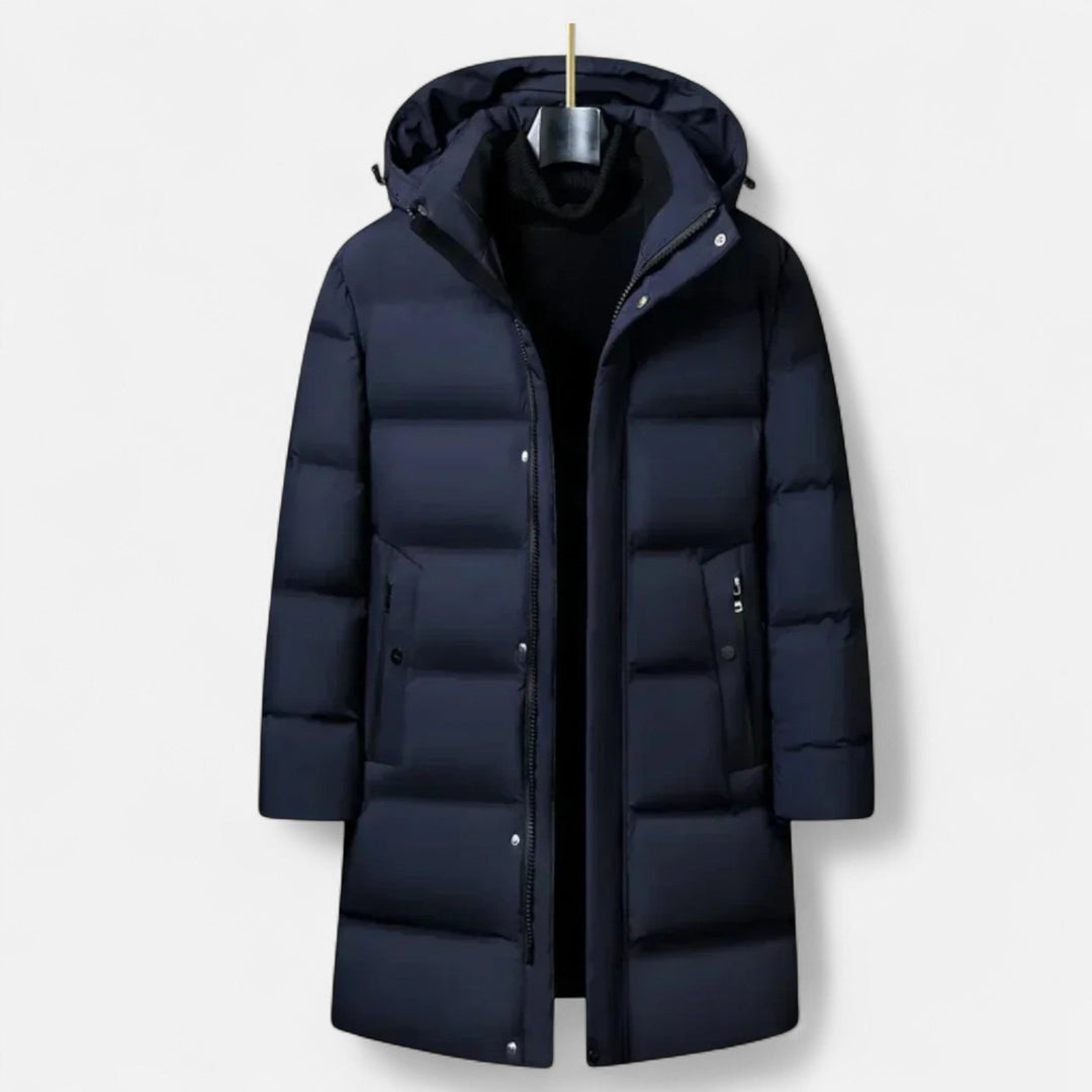 Elena | Sleek Quilted Hooded Long Puffer Parka For Men