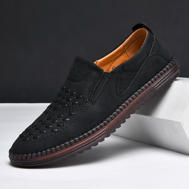 Elyse | Stylish Perforated Leather Slip-On Loafers For Men