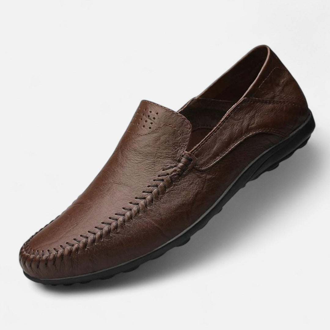 Evelyn | Elegant Brown Leather Driving Loafers For Men