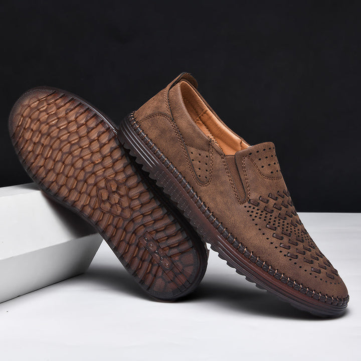 Elyse | Stylish Perforated Leather Slip-On Loafers For Men