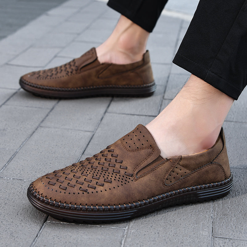 Elyse | Stylish Perforated Leather Slip-On Loafers For Men