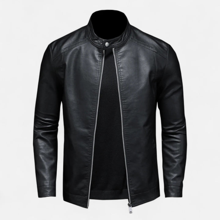 Freya | Sleek Slim Fit Black Leather Biker Jacket For Men