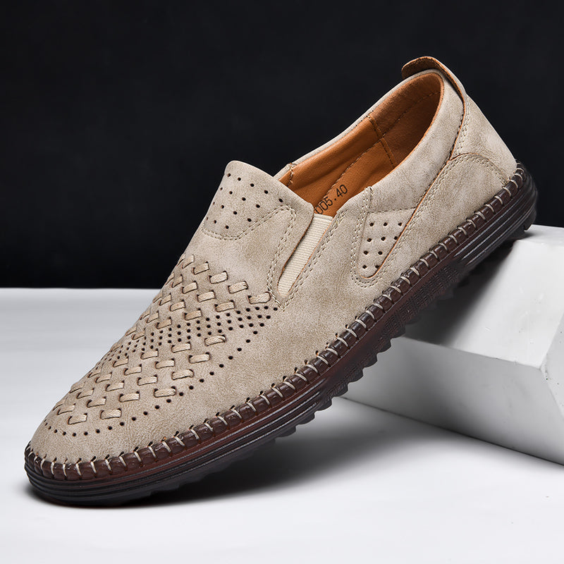 Elyse | Stylish Perforated Leather Slip-On Loafers For Men