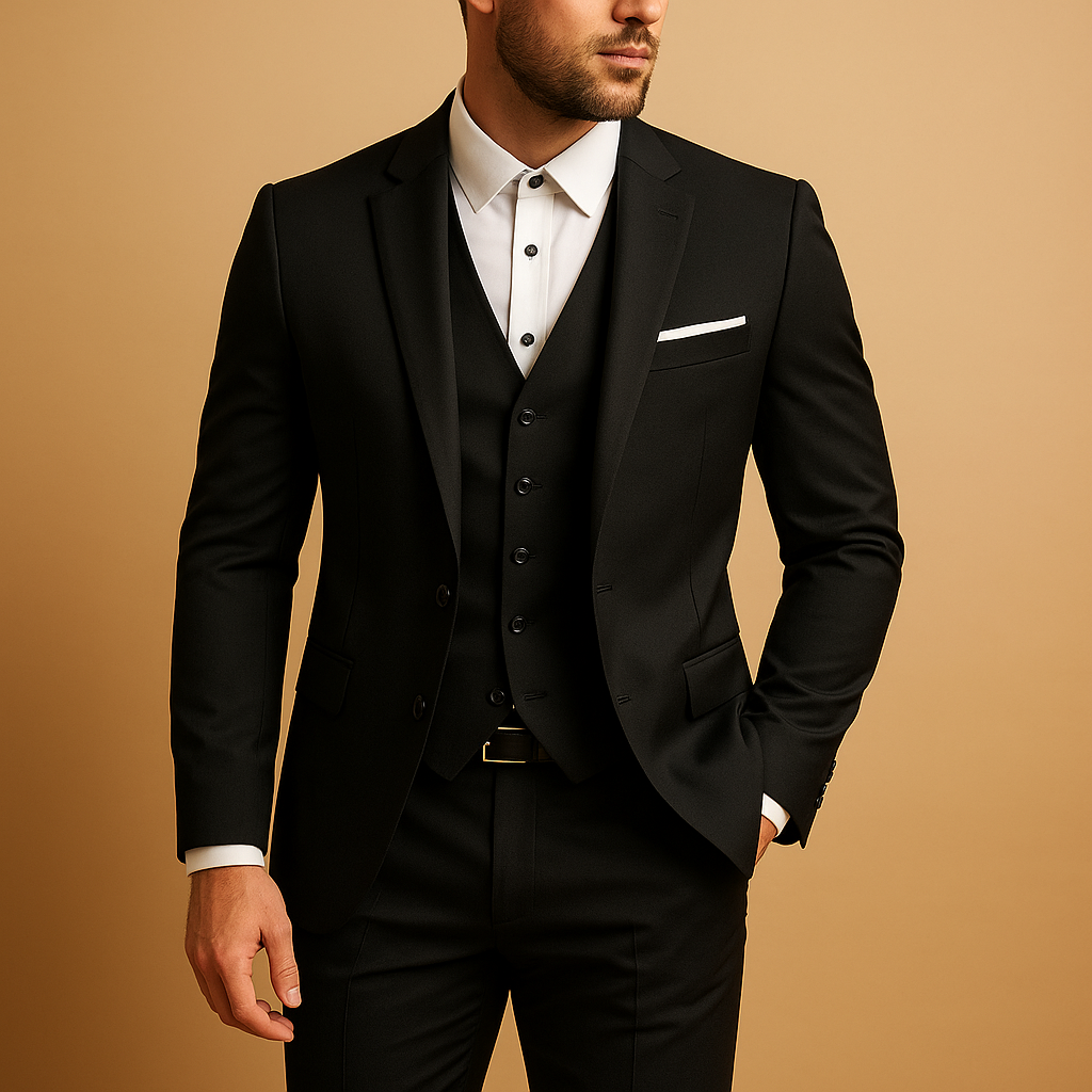 Alexander | Elegant Men's Grey Three Piece Business Suit With Vest