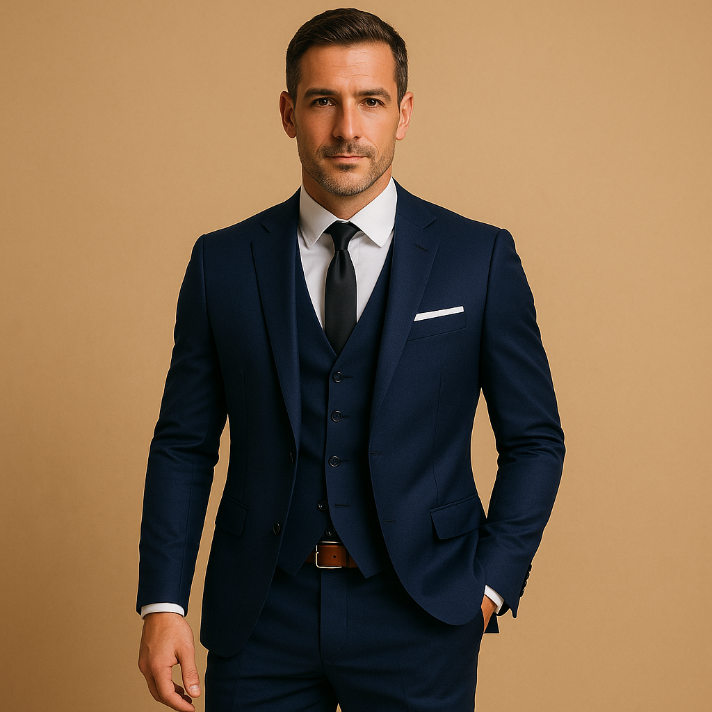Alexander | Elegant Men's Grey Three Piece Business Suit With Vest