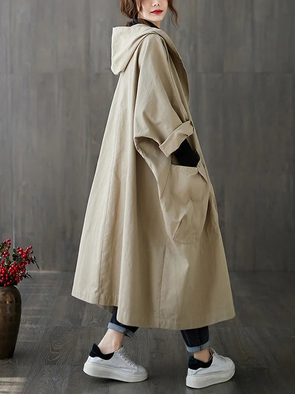 Kira | Elegant Long Waterproof Trench Coat with Hood