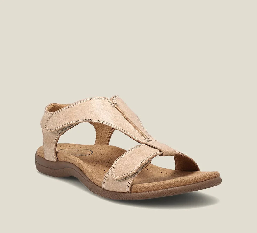 Finola | Elegant Black Leather Orthopedic Sandals With Arch Support