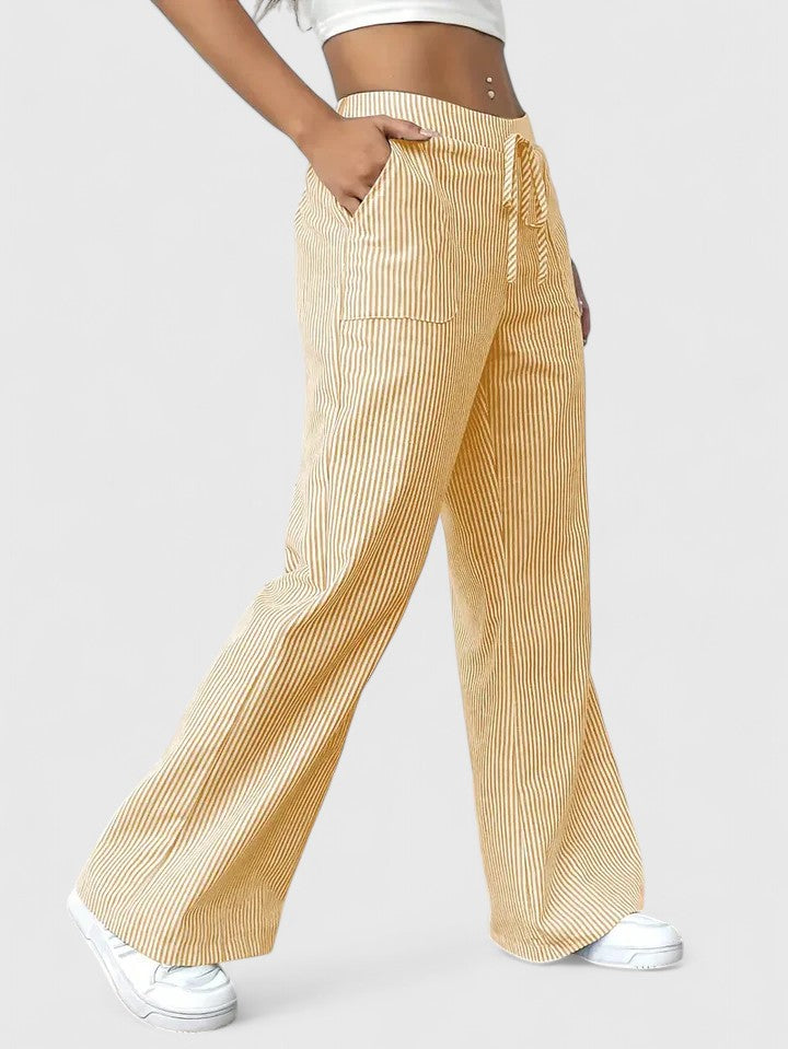 Tessa | Stylish Striped Wide Leg Palazzo Pants With Drawstring