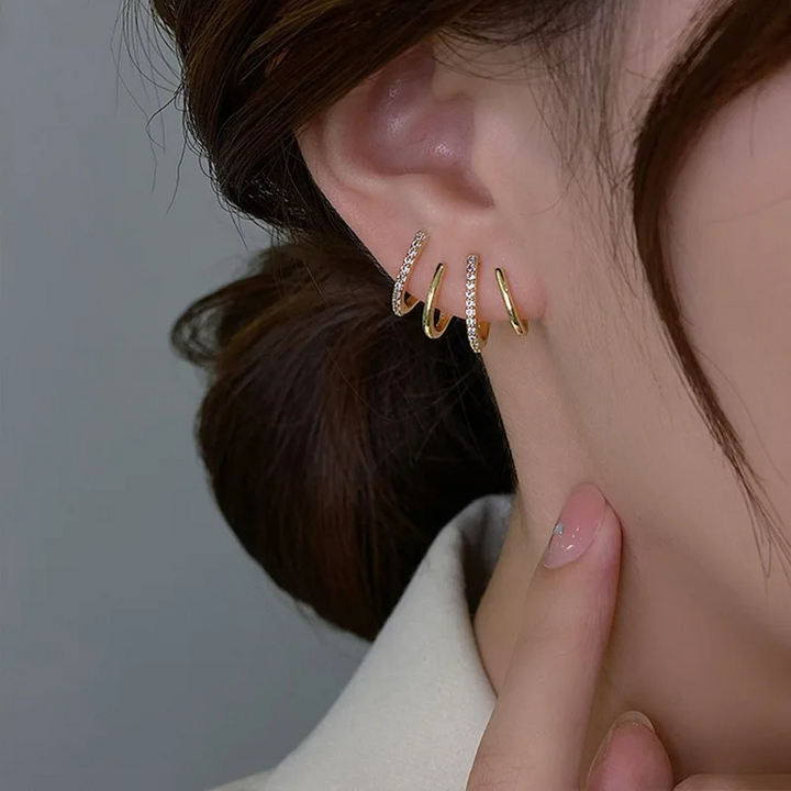 Tiana | Elegant Gold Hoop Earrings With Crystal Accents