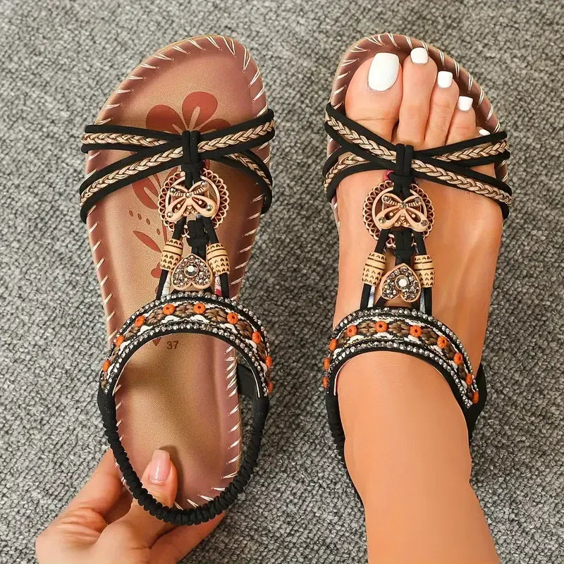 Isadora | Elegant Beaded Bohemian Comfort Sandals