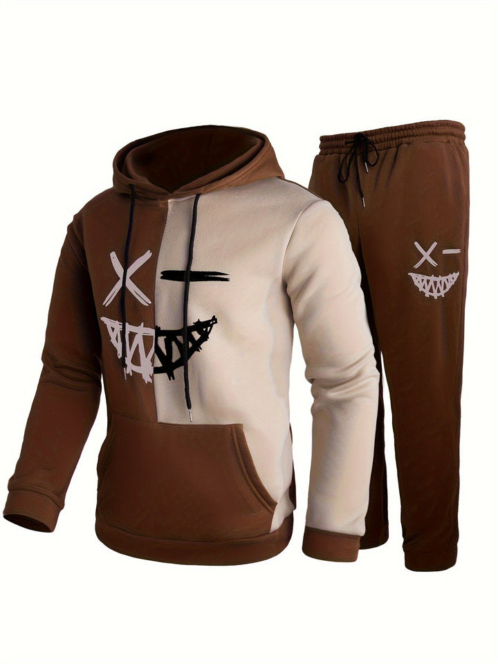 Damien | Stylish Color Block Hoodie And Jogger Set With Graphic Design