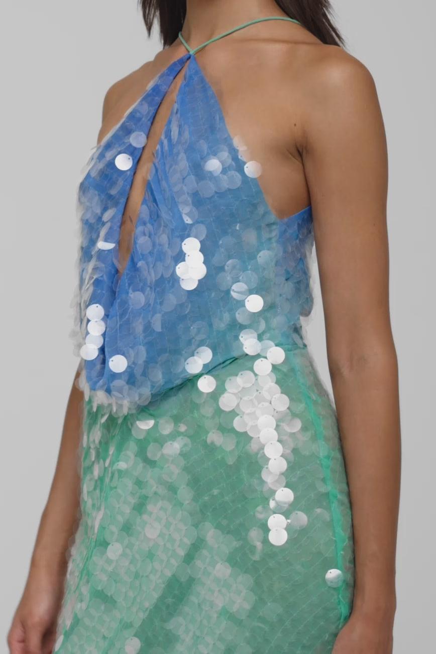 Stella | Chic Halter Sequin Mini Dress With Keyhole Detail
