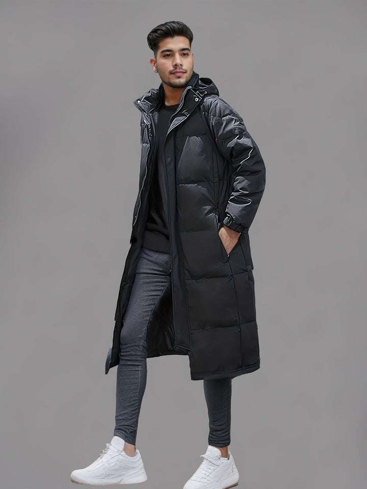 Enya | Stylish Long Hooded Puffer Coat For Men