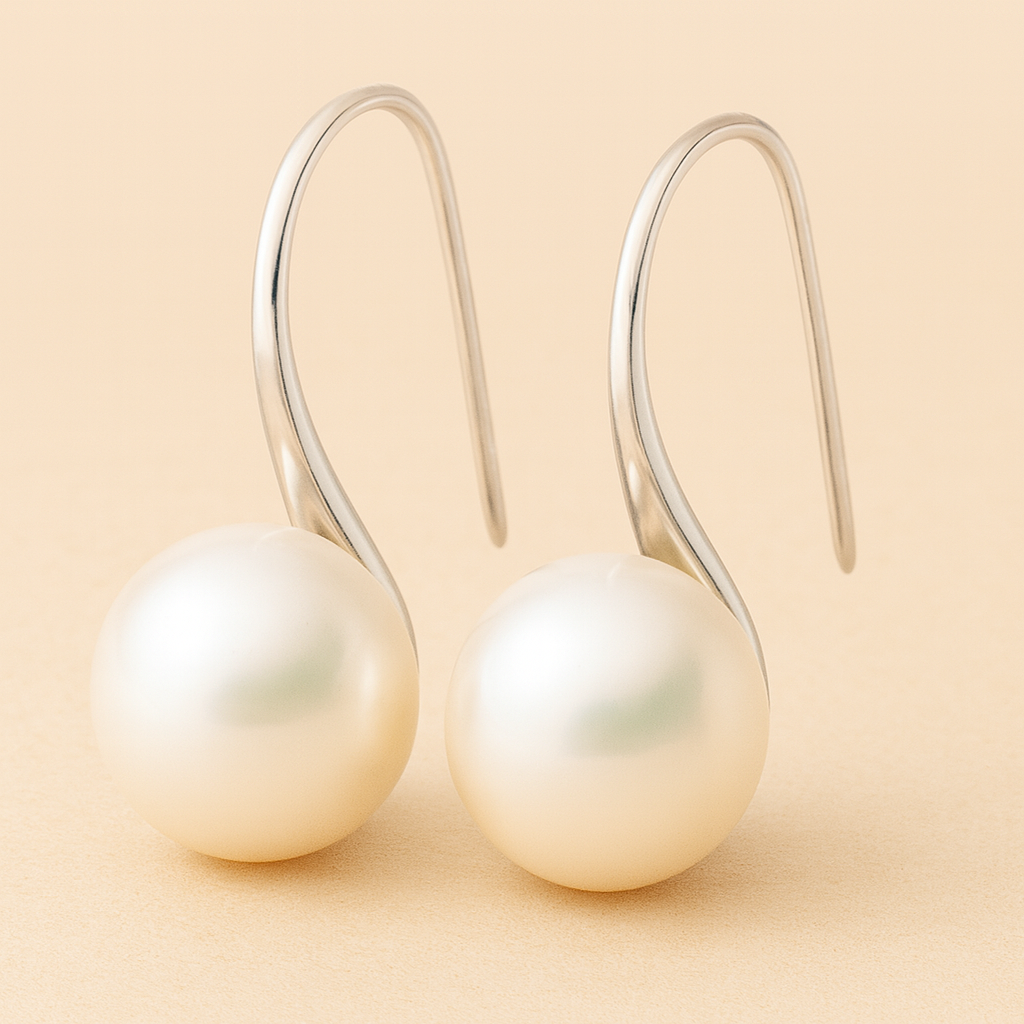 Eloise | Elegant Pearl Drop Earrings With Silver Hooks