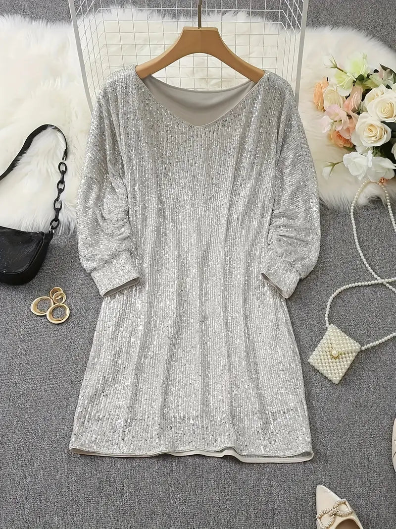 Felicity | Elegant Off-Shoulder Sequin Mini Party Dress