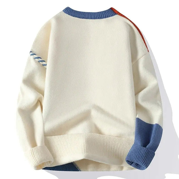 Fiona | Stylish Cable Knit Patchwork Sweater