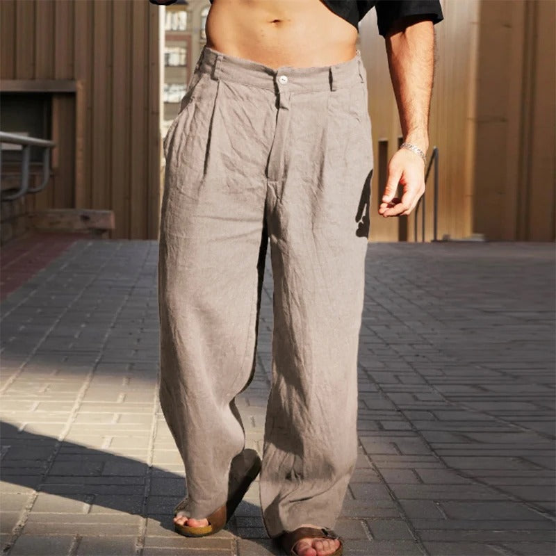 Elyse | Effortless Wide Leg Linen Pants With Pleated Waistband