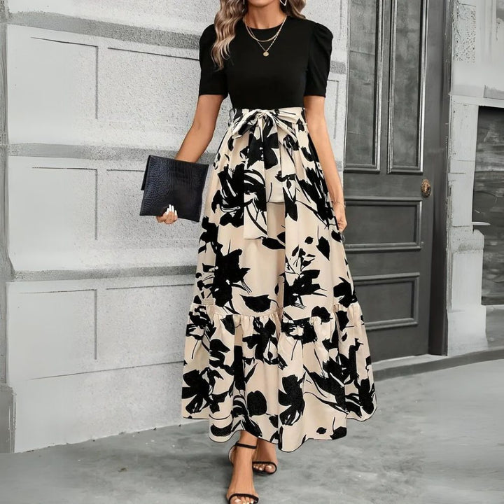 Maxine | Elegant Floral Print A-Line Maxi Dress