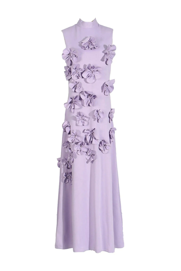 Ethel | Elegant Flower Embellished Sleeveless Maxi Dress