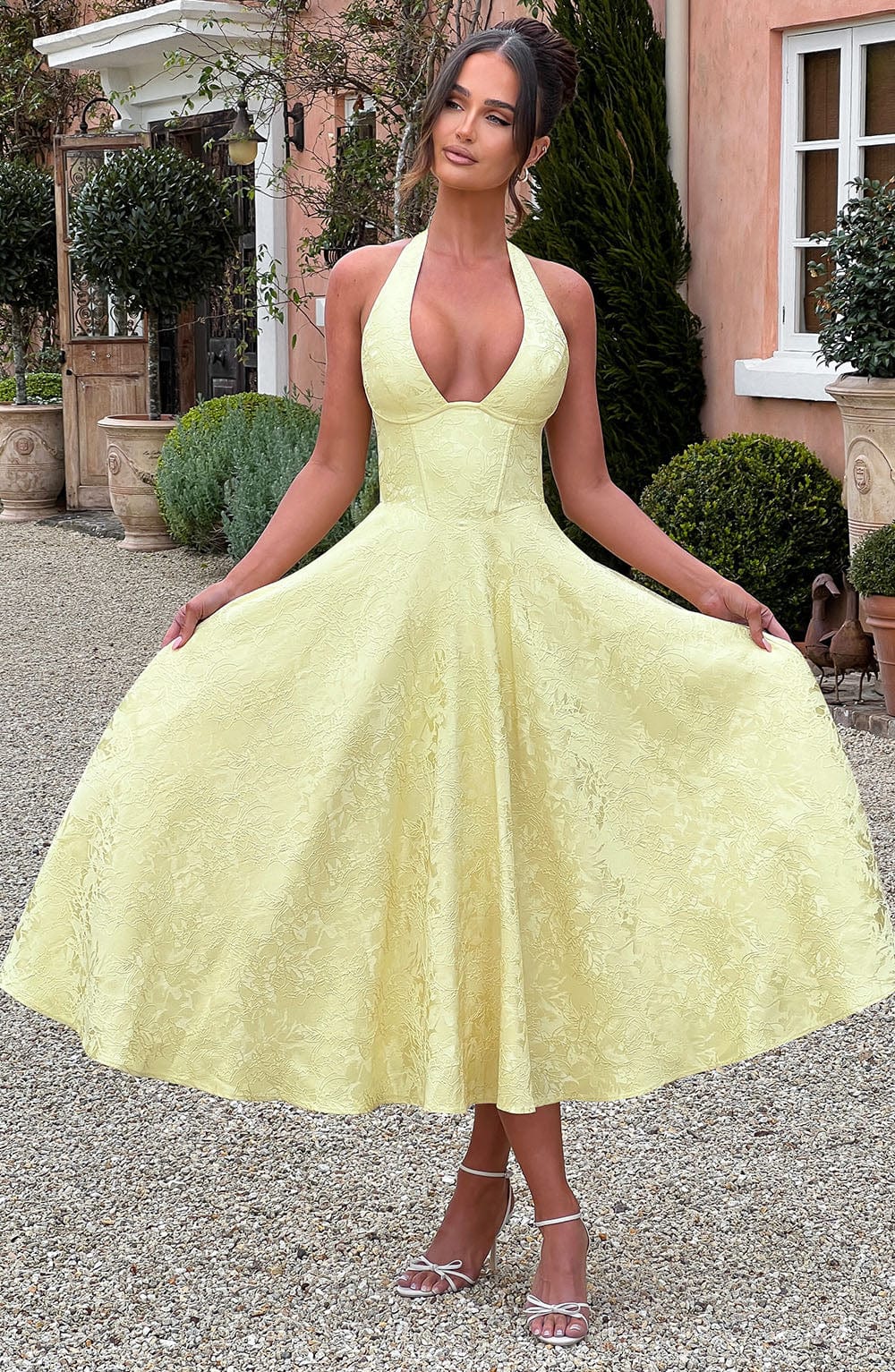 Harriet | Elegant Halter V-Neck Midi Dress