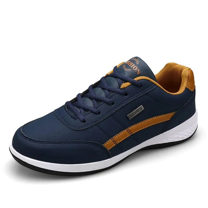 Rosette | Stylish Men's Navy Orthopedic Sneakers With Orange Accents