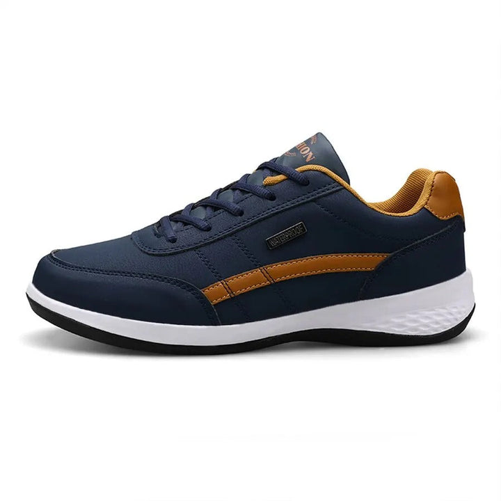 Rosette | Stylish Men's Navy Orthopedic Sneakers With Orange Accents