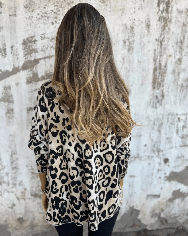Lucy | Chic V-Neck Long Sleeve Leopard Print Top